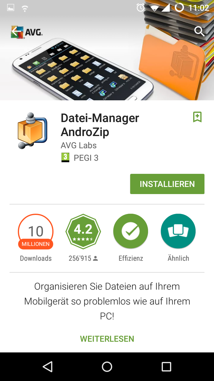 AndroZip installieren